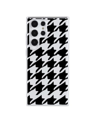 Cover Samsung Galaxy S23 Ultra 5G Vichy Gros Carre Nero Trasparente - Petit Griffin