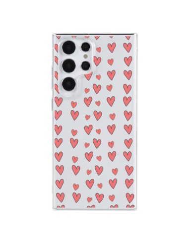 Cover Samsung Galaxy S23 Ultra 5G Cuore Amore Amour Rosso Trasparente - Petit Griffin