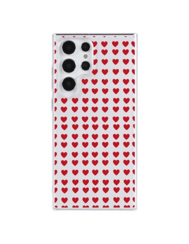 Coque Samsung Galaxy S23 Ultra 5G Coeurs Heart Love Amour Red Transparente - Petit Griffin