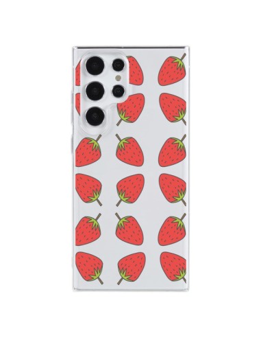 Coque Samsung Galaxy S23 Ultra 5G Fraise Fruit Strawberry Transparente - Petit Griffin