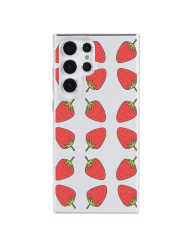 Cover Samsung Galaxy S23 Ultra 5G Fragola Frutta Trasparente - Petit Griffin