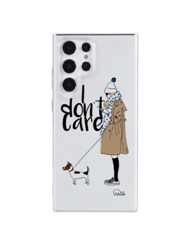 Coque Samsung Galaxy S23 Ultra 5G I don't care Fille Chien Transparente - Lolo Santo