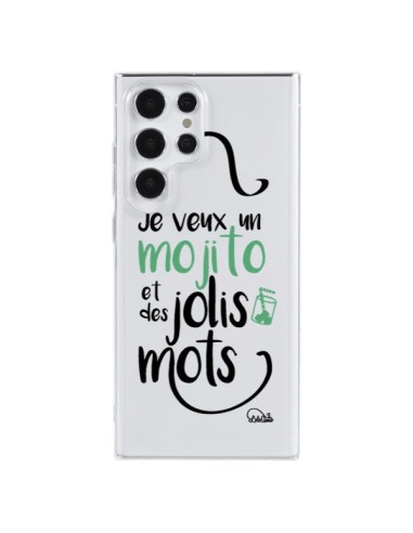 Coque Samsung Galaxy S23 Ultra 5G Je veux un mojito et des jolis mots Transparente - Lolo Santo