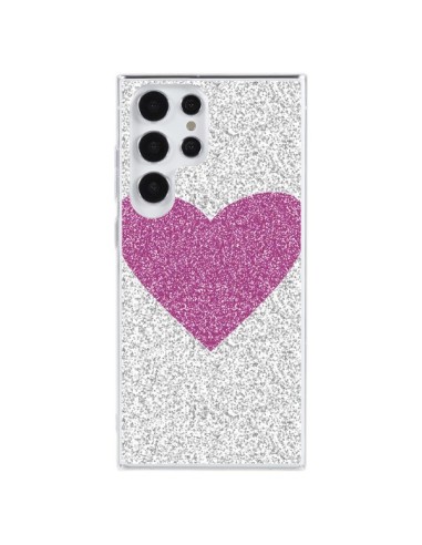 Cover Samsung Galaxy S23 Ultra 5G Cuore Rosa Argento Amore - Mary Nesrala