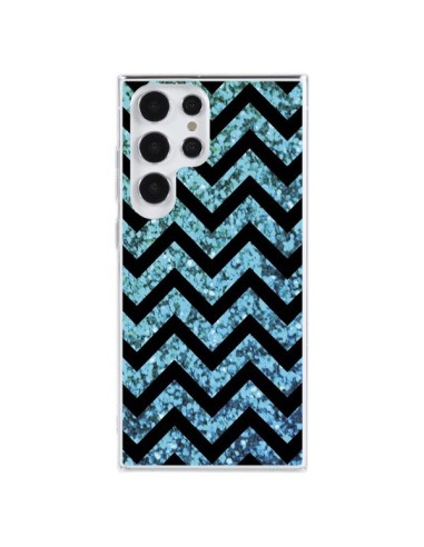 Coque Samsung Galaxy S23 Ultra 5G Chevron Aqua Sparkle Triangle Azteque - Mary Nesrala