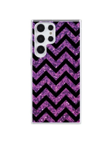 Samsung Galaxy S23 Ultra 5G Case Chevron Purple Sparkle Triangle Aztec - Mary Nesrala