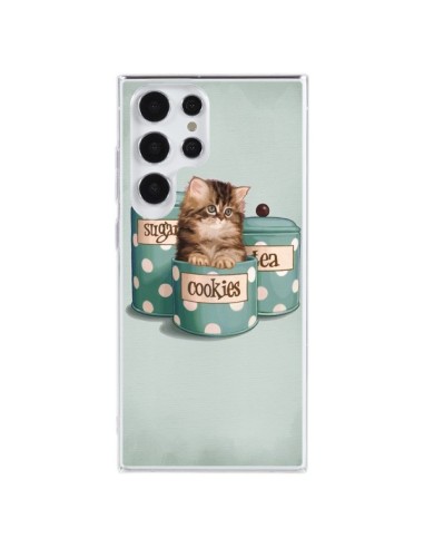 Coque Samsung Galaxy S23 Ultra 5G Chaton Chat Kitten Boite Cookies Pois - Maryline Cazenave