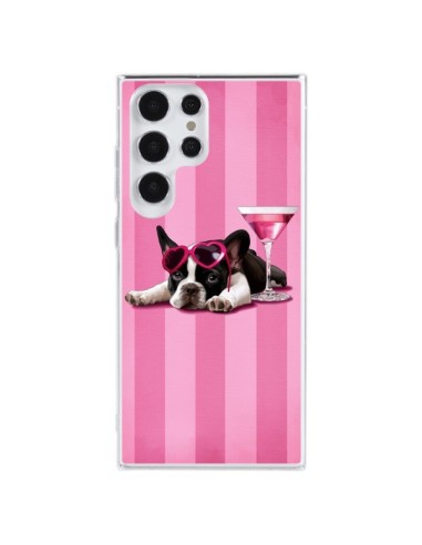 Coque Samsung Galaxy S23 Ultra 5G Chien Dog Cocktail Lunettes Coeur Rose - Maryline Cazenave