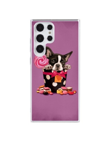 Coque Samsung Galaxy S23 Ultra 5G Chien Dog Boite Noeud Papillon Pois Bonbon - Maryline Cazenave