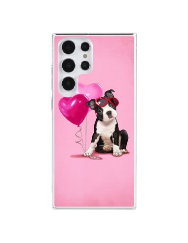 Coque Samsung Galaxy S23 Ultra 5G Chien Dog Ballon Lunettes Coeur Rose - Maryline Cazenave