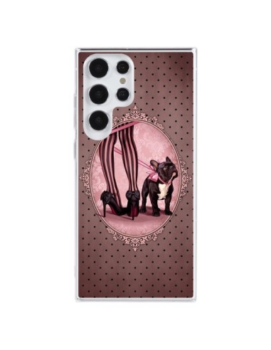 Coque Samsung Galaxy S23 Ultra 5G Lady Jambes Chien Dog Rose Pois Noir - Maryline Cazenave