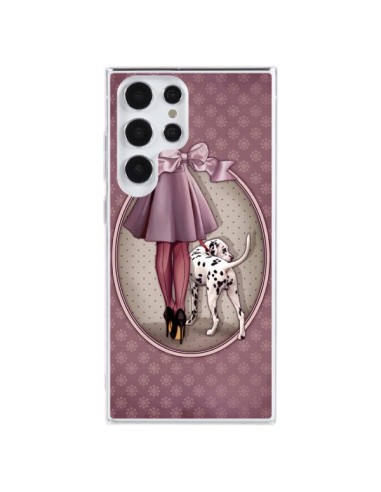 Coque Samsung Galaxy S23 Ultra 5G Lady Chien Dog Dalmatien Robe Pois - Maryline Cazenave