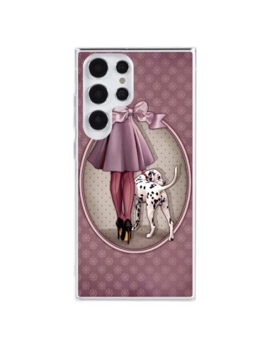 Coque Samsung Galaxy S23 Ultra 5G Lady Chien Dog Dalmatien Robe Pois - Maryline Cazenave