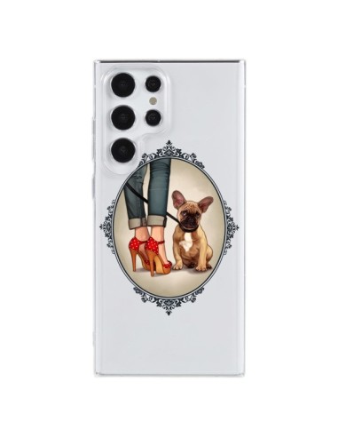 Cover Samsung Galaxy S23 Ultra 5G Lady Jambes Cane Bulldog Dog Trasparente - Maryline Cazenave