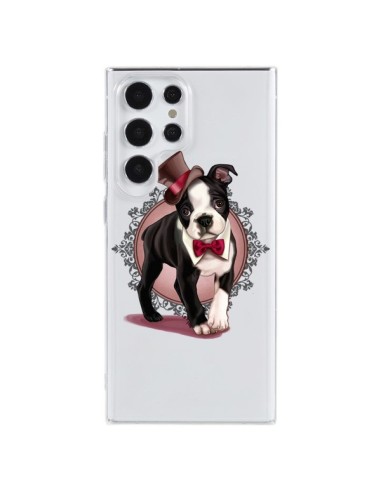 Coque Samsung Galaxy S23 Ultra 5G Chien Bulldog Dog Gentleman Noeud Papillon Chapeau Transparente - Maryline Cazenave