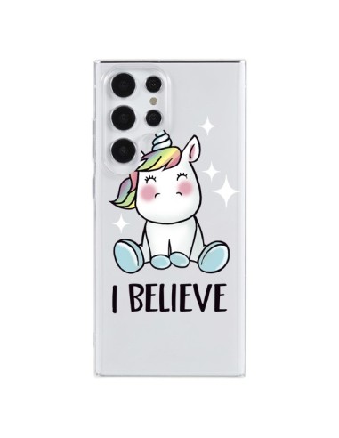 Coque Samsung Galaxy S23 Ultra 5G Licorne I Believe Transparente - Maryline Cazenave