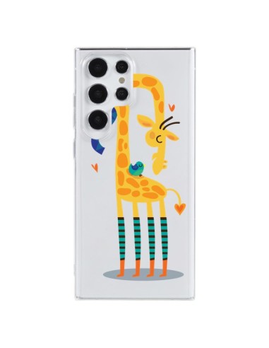 Coque Samsung Galaxy S23 Ultra 5G L'oiseau et la Girafe Amour Love Transparente - Maria Jose Da Luz
