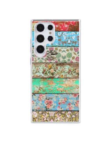 Cover Samsung Galaxy S23 Ultra 5G Rococo Style Legno Fiori - Maximilian San