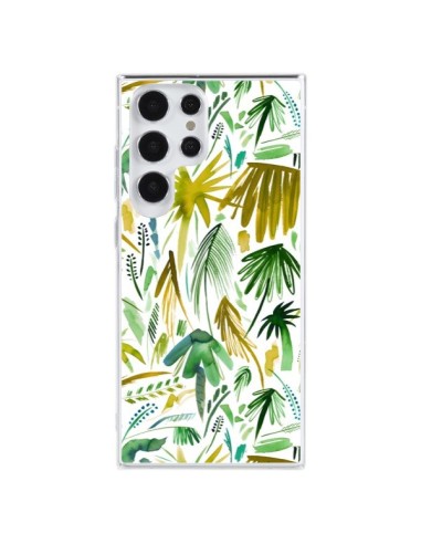Coque Samsung Galaxy S23 Ultra 5G Brushstrokes Tropical Palms Green - Ninola Design