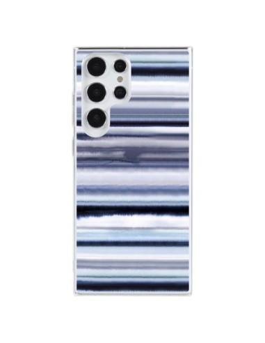 Coque Samsung Galaxy S23 Ultra 5G Degrade Stripes Watercolor Navy - Ninola Design