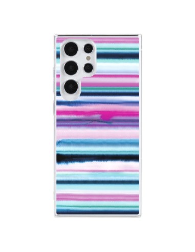 Coque Samsung Galaxy S23 Ultra 5G Degrade Stripes Watercolor Pink - Ninola Design