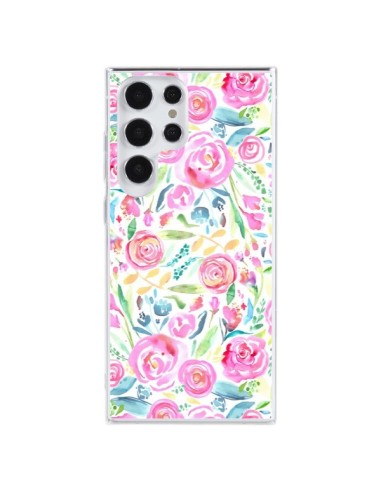 Coque Samsung Galaxy S23 Ultra 5G Speckled Watercolor Pink - Ninola Design