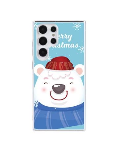 Coque Samsung Galaxy S23 Ultra 5G Ours Blanc de Noël Merry Christmas - Nico