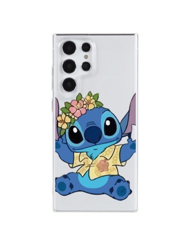 Coque Samsung Galaxy S23 Ultra 5G Stitch de Lilo et Stitch Aloha transparente