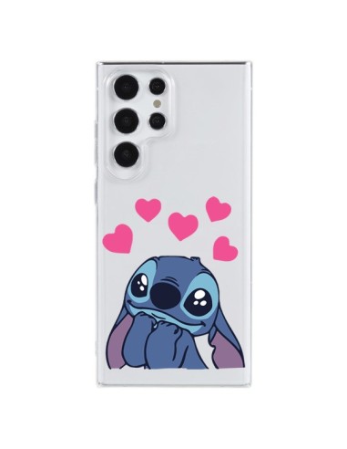 Coque Samsung Galaxy S23 Ultra 5G Stitch de Lilo et Stitch in love en coeur transparente