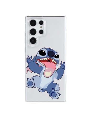 Coque Samsung Galaxy S23 Ultra 5G Stitch de Lilo et Stitch Langue transparente