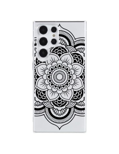 Coque Samsung Galaxy S23 Ultra 5G Mandala Noir Azteque Transparente - Nico