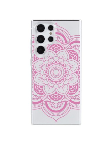 Coque Samsung Galaxy S23 Ultra 5G Mandala Rose Clair Azteque Transparente - Nico