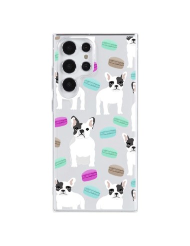 Coque Samsung Galaxy S23 Ultra 5G Chiens Bulldog Français Macarons Transparente - Pet Friendly