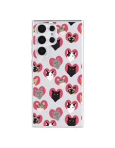 Cover Samsung Galaxy S23 Ultra 5G Gatto Cuori Trasparente...
