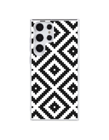 Coque Samsung Galaxy S23 Ultra 5G Diamond Chevron Black and White - Pura Vida