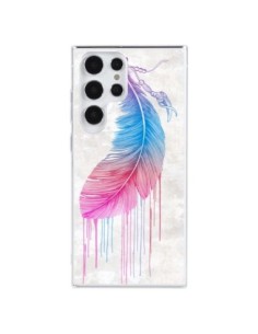 Coque Samsung Galaxy S23 Ultra 5G Plume arc-en-ciel -...