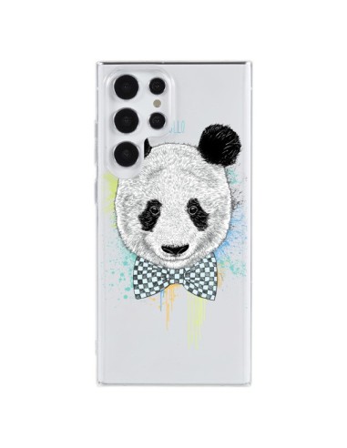 Cover Samsung Galaxy S23 Ultra 5G Panda Papillon Trasparente - Rachel Caldwell