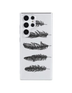 Coque Samsung Galaxy S23 Ultra 5G Plume Feather Noir...
