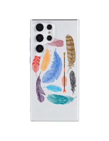 Coque Samsung Galaxy S23 Ultra 5G Plume Feather Couleur Transparente - Rachel Caldwell