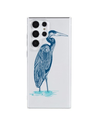 Coque Samsung Galaxy S23 Ultra 5G Heron Blue Oiseau Transparente - Rachel Caldwell
