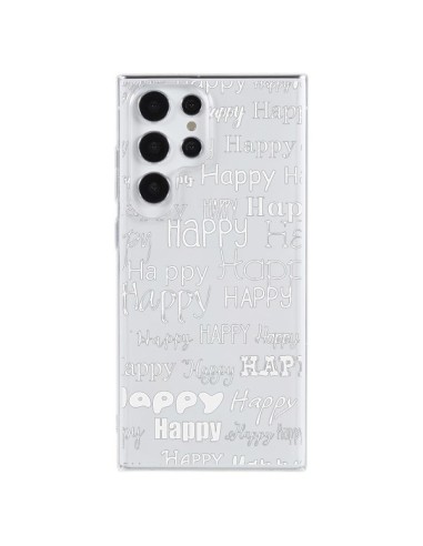 Coque Samsung Galaxy S23 Ultra 5G Happy Happy Blanc Transparente - R Delean