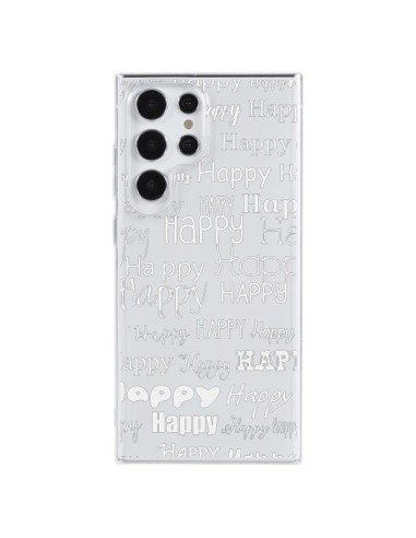 Cover Samsung Galaxy S23 Ultra 5G Happy Felice Bianco Trasparente - R Delean