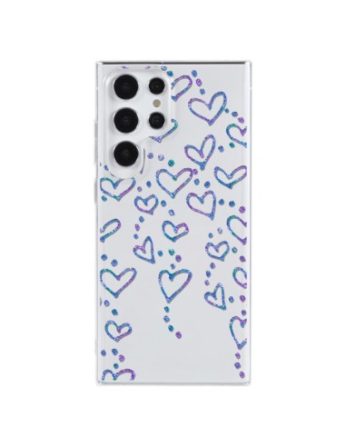 Coque Samsung Galaxy S23 Ultra 5G Floating hearts coeurs flottants Transparente - Sylvia Cook