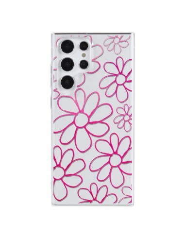 Coque Samsung Galaxy S23 Ultra 5G Flower Garden Pink Fleur Transparente - Sylvia Cook
