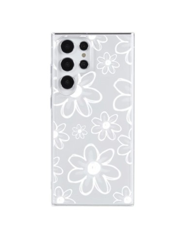Cover Samsung Galaxy S23 Ultra 5G Mandala Bianco Fiore Trasparente - Sylvia Cook