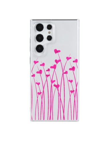 Coque Samsung Galaxy S23 Ultra 5G Love in Pink Amour Rose Fleur Transparente - Sylvia Cook