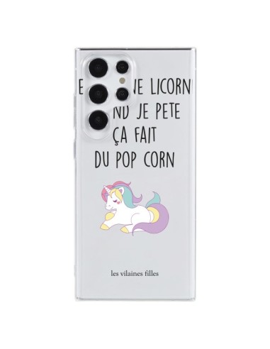 Coque Samsung Galaxy S23 Ultra 5G Je suis une licorne, quand je pète ça fait du pop corn - Les Vilaines Filles