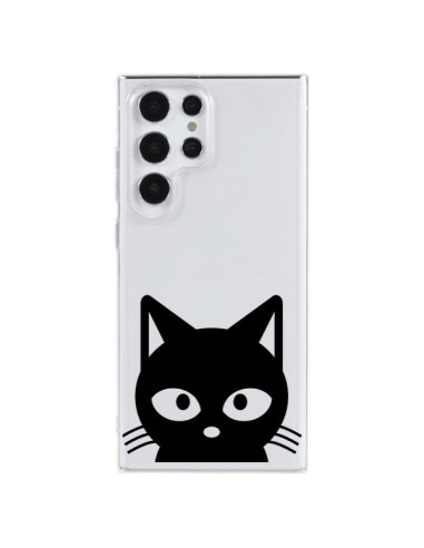 Coque Samsung Galaxy S23 Ultra 5G Tête Chat Noir Cat Transparente - Yohan B.