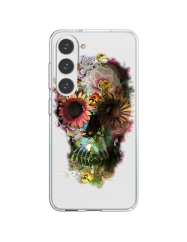 Samsung Galaxy S23 5G Case Skull Flowers Clear - Ali Gulec