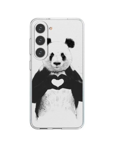 Coque Samsung Galaxy S23 5G Panda All You Need Is Love Transparente - Balazs Solti